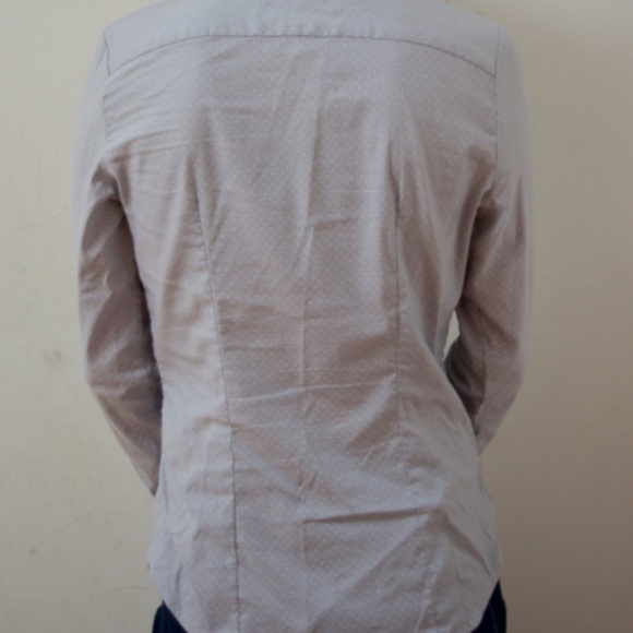 Lightly Used Grey and White Polka Dot Button-Down - Picture 3 of 4